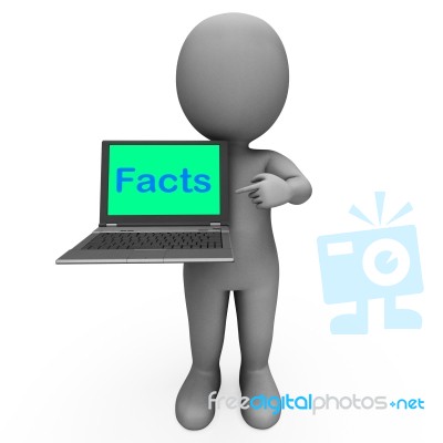 Facts Character Laptop Shows Honesty Data And Knowledge Stock Image
