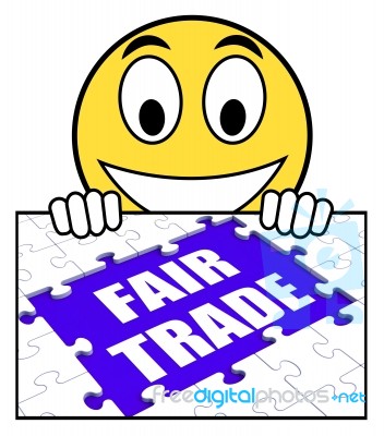 Fair Trade Sign Means Shop Or Buy Fairtrade Products Stock Image
