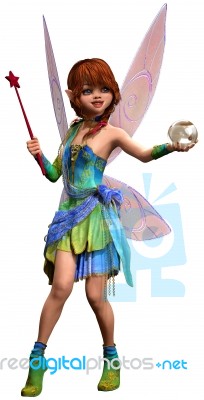 Fairy With Wand And Crystal Ball Stock Image