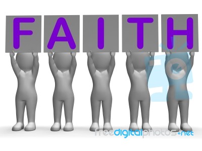 Faith Banners Shows Belief And Religion Stock Image