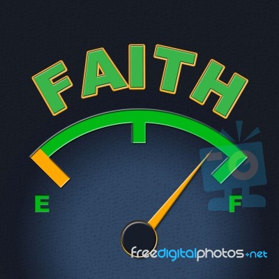 Faith Gauge Shows Scale Religious And Indicator Stock Image