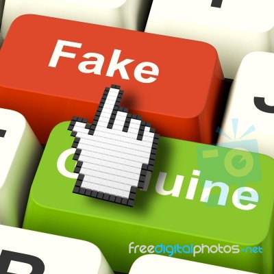 Fake Computer Means Artificial Or Faked Product Stock Image