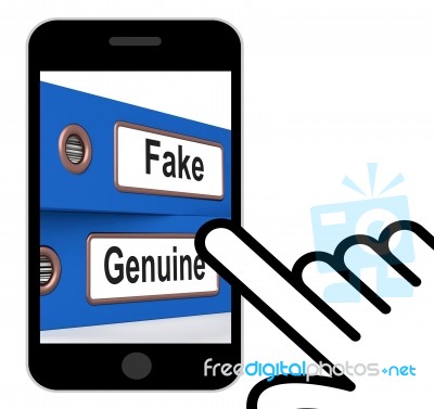 Fake Genuine Folders Displays Real Or Imitation Products Stock Image