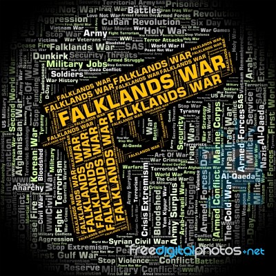 Falklands War Shows Wordcloud Text And Fight Stock Image