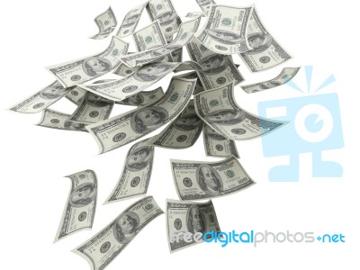 Falling Money $100 Bills Stock Photo
