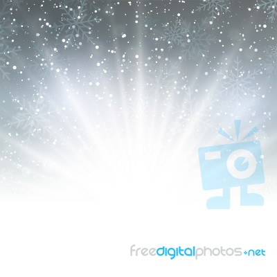 Falling Snow On The Grey Background With Magic Light Stock Image