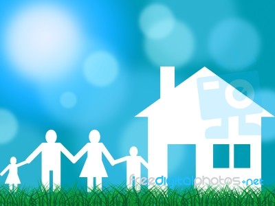 Family House Indicates Families Offspring And Children Stock Image