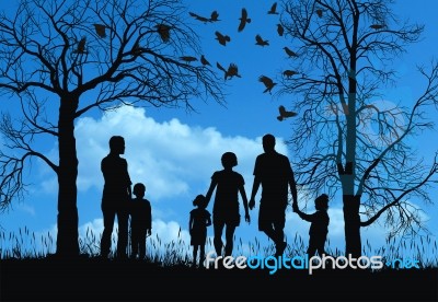 Family In Autumn Park Stock Image