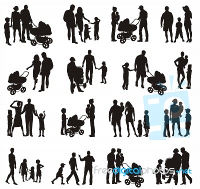 Family Silhouetted  Stock Image