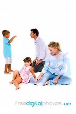 Family With Two Children Stock Photo Family With Two Children Stock Photo