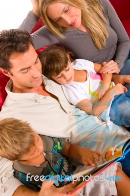 Family With Two Children Stock Photo