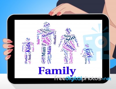 Family Words Represents Household Wordcloud And Relations Stock Image