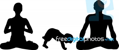 Family Yoga Stock Image