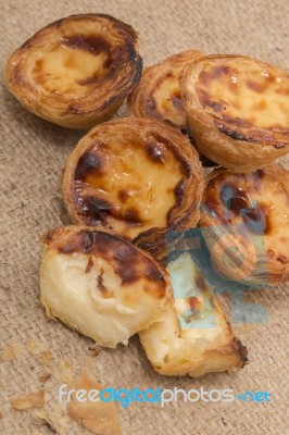 Famous Portuguese Egg Pastry Tart Stock Photo