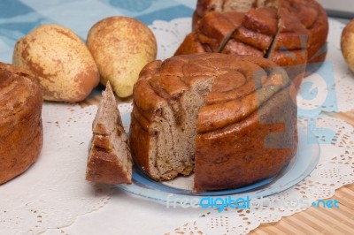 Famous Portuguese Folar Cake Stock Photo