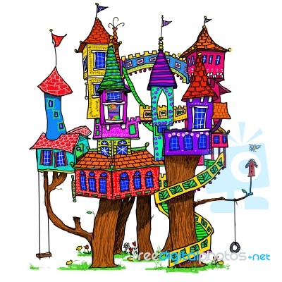 Fantasy Tree House Stock Image