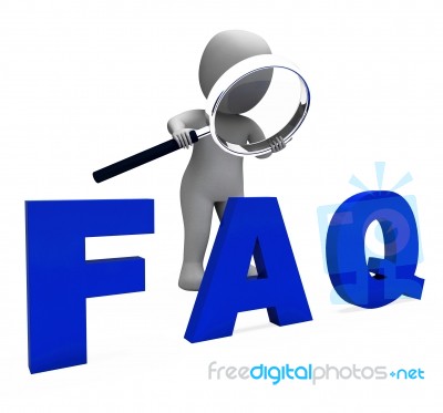 Faq 3d Character Shows Assistance Inquiries Or Frequently Asked Stock Image