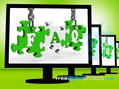 Faq On Monitors Showing Asking Stock Image