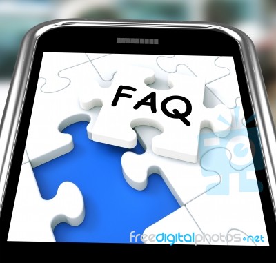 Faq On Smartphone Showing Website's Questions Stock Image