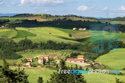 Farm In Val D'orcia Tuscany Stock Photo