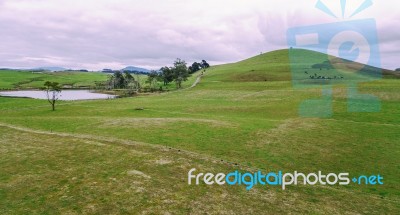 Farming Field In Tasmania, Australia Stock Photo