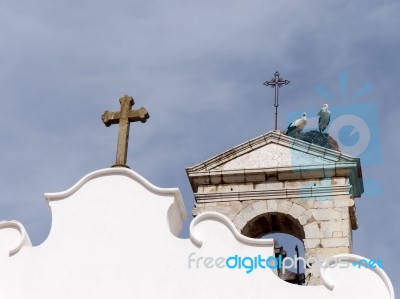 Faro, Southern Algarve/portugal - March 7 : Storks  At Faro In P… Stock Photo