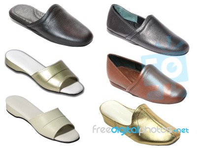 Fashionable Slippers Shoes Over A White Background Stock Photo