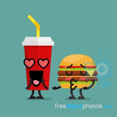 Fast Food Fall In Love Stock Image