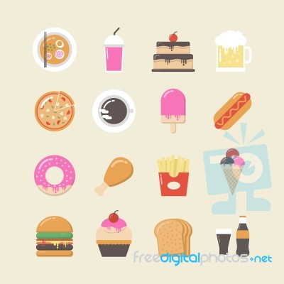 Fast Food Icon Set Stock Image