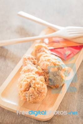 Fast Food With Fried Chicken On A Plate Stock Photo