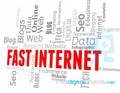 Fast Internet Indicates High Speed And Faster Stock Image
