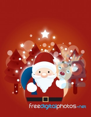 Father Christmas And Reindeer Stock Image