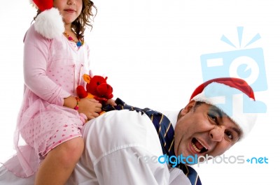 Father Giving Piggyback Ride Stock Photo