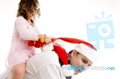 Father Giving Piggyback Ride Stock Photo