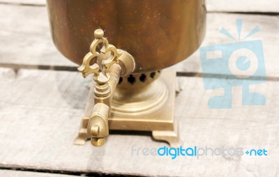 Faucet Of Bronze Samovar Stock Photo