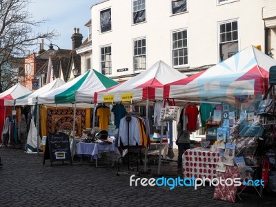 Faversham, Kent/uk - March 29 : View Of Street Market In Faversh… Stock Photo