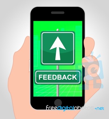 Feedback Online Indicates Mobile Phone Opinion Survey Stock Image