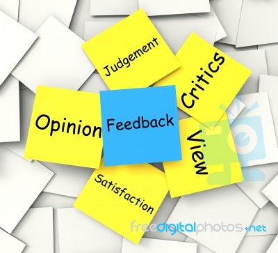 Feedback Post-it Note Means Judgement Review And Critics Stock Image