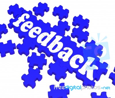 Feedback Puzzle Shows Satisfaction Surveys Stock Image