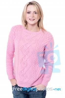 Feel Comfortable With Winter Wear! Stock Photo