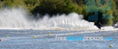 Felbridge, Surrey/uk - May 29 : Water Skiing At Wiremill Lake  N… Stock Photo