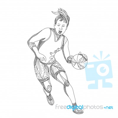 Female Basketball Player Doodle Art Stock Image