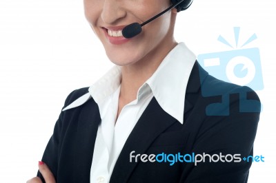 Female Customer Support Executive, Cropped Image Stock Photo