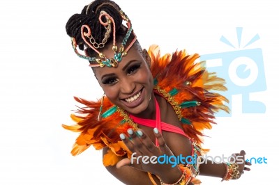 Female Dancer Inviting You To Dance With Her Stock Photo