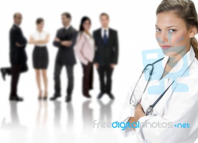 Female Doctor With Business People Stock Photo Female Doctor With Business People Stock Photo
