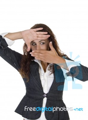 Female Posing With Hands Stock Photo