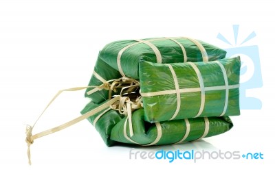 Fermented Ground Pork In Banana Leaf Packing Stock Photo