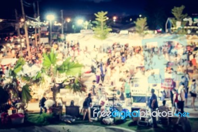 Festival Event With Blurred People Stock Photo