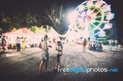 Festival Event With Blurred People Background Stock Photo