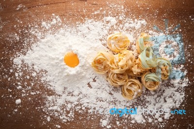 Fettuccine Pasta Italian Food Still Life Rustic Stock Photo